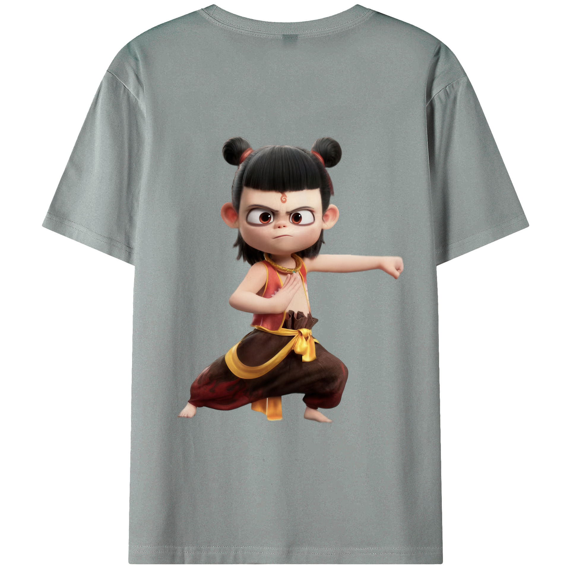 （画像用） Ne Zha 2 ナタ 魔童の大暴れ 綿100％ メンズ半袖Tシャツ（バックプリント） 通気性